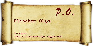 Plescher Olga névjegykártya